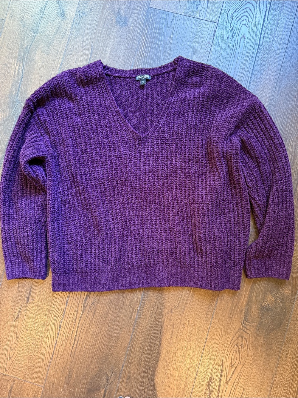 Express Deep Purple V-Neck Sweater